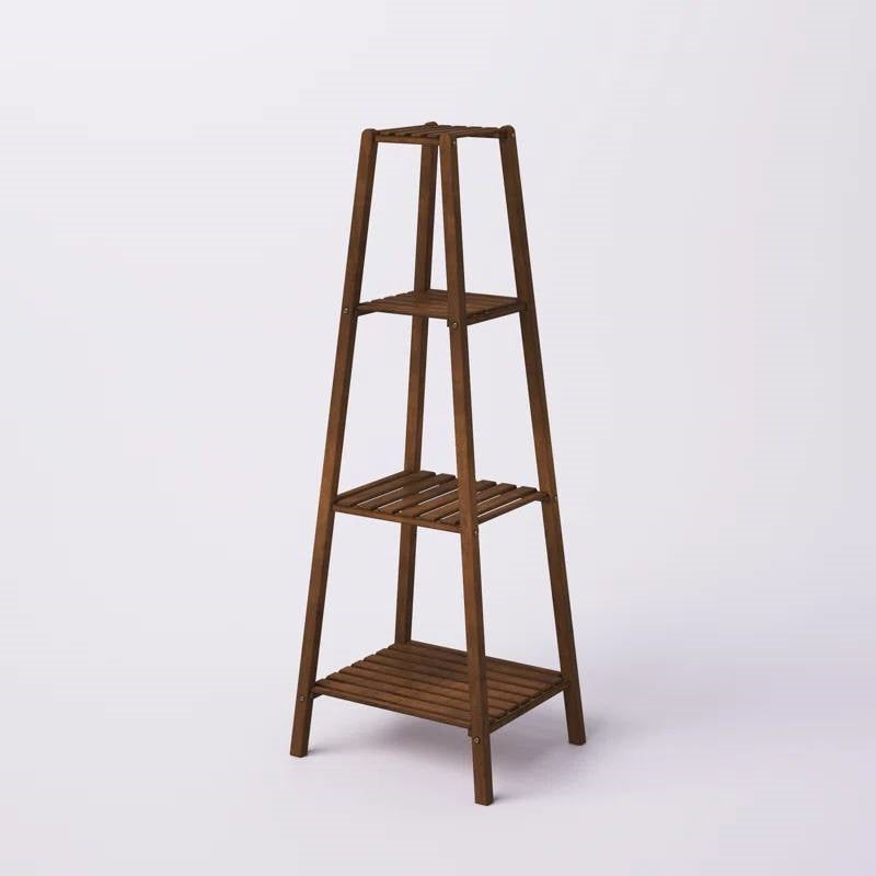 Modern Boho Wooden 4-Shelf Pyramidal Plant Stand-3