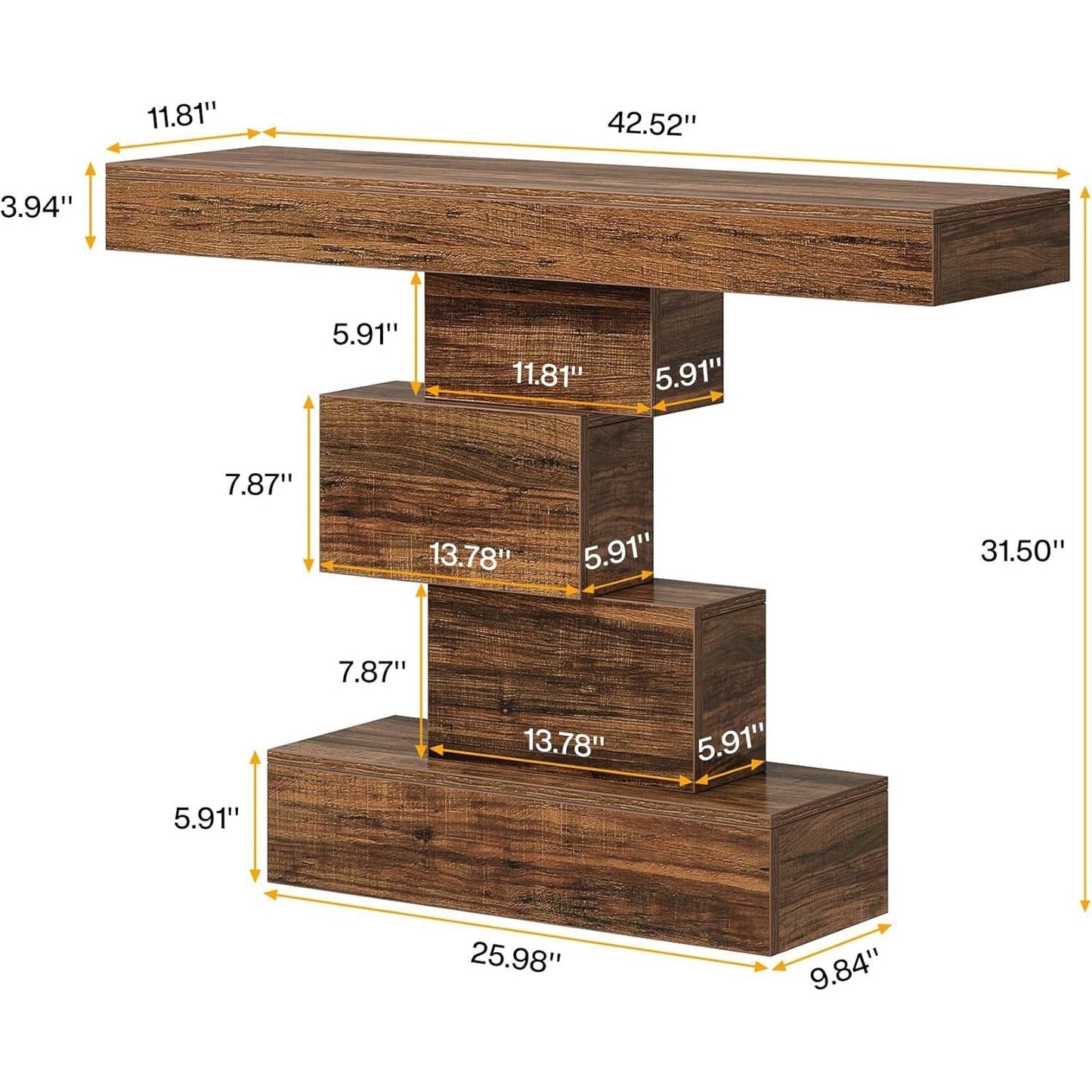 Modern Farmhouse 42-inch Console Accent Sofa Table in Rustic Brown Wood Finish-4