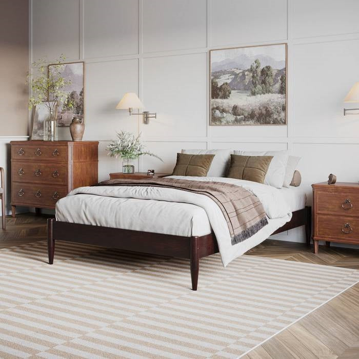 Full Size Solid Hardwood Victorian Style Espresso Platform Bed-1