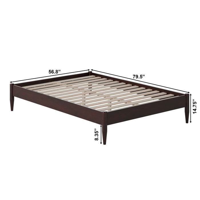 Full Size Solid Hardwood Victorian Style Espresso Platform Bed-4