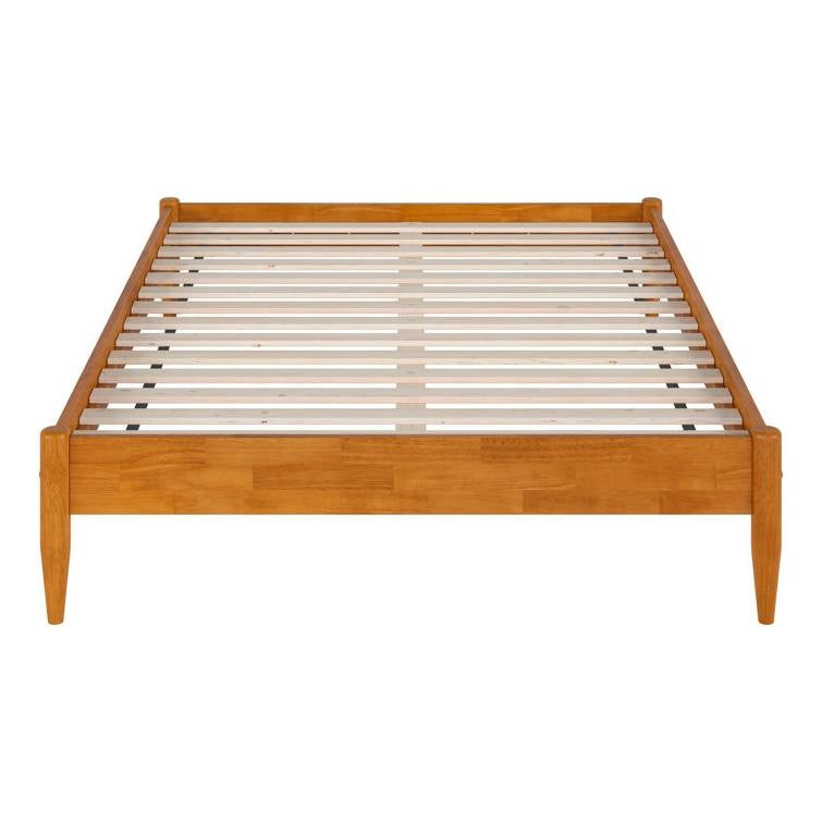 Full size Solid Hardwood Platform Bed Frame in Natural Wood Finish-2