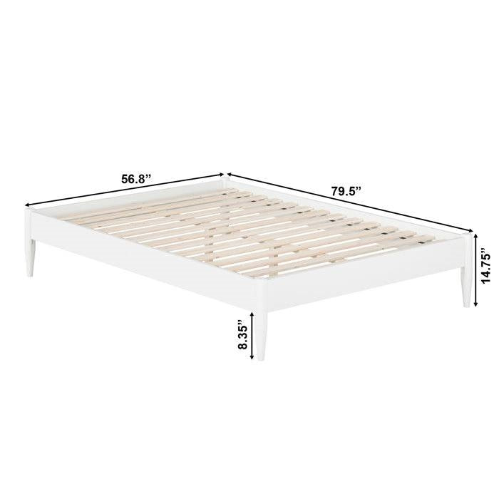 Full Size Solid Hardwood Victorian Style White Platform Bed-4