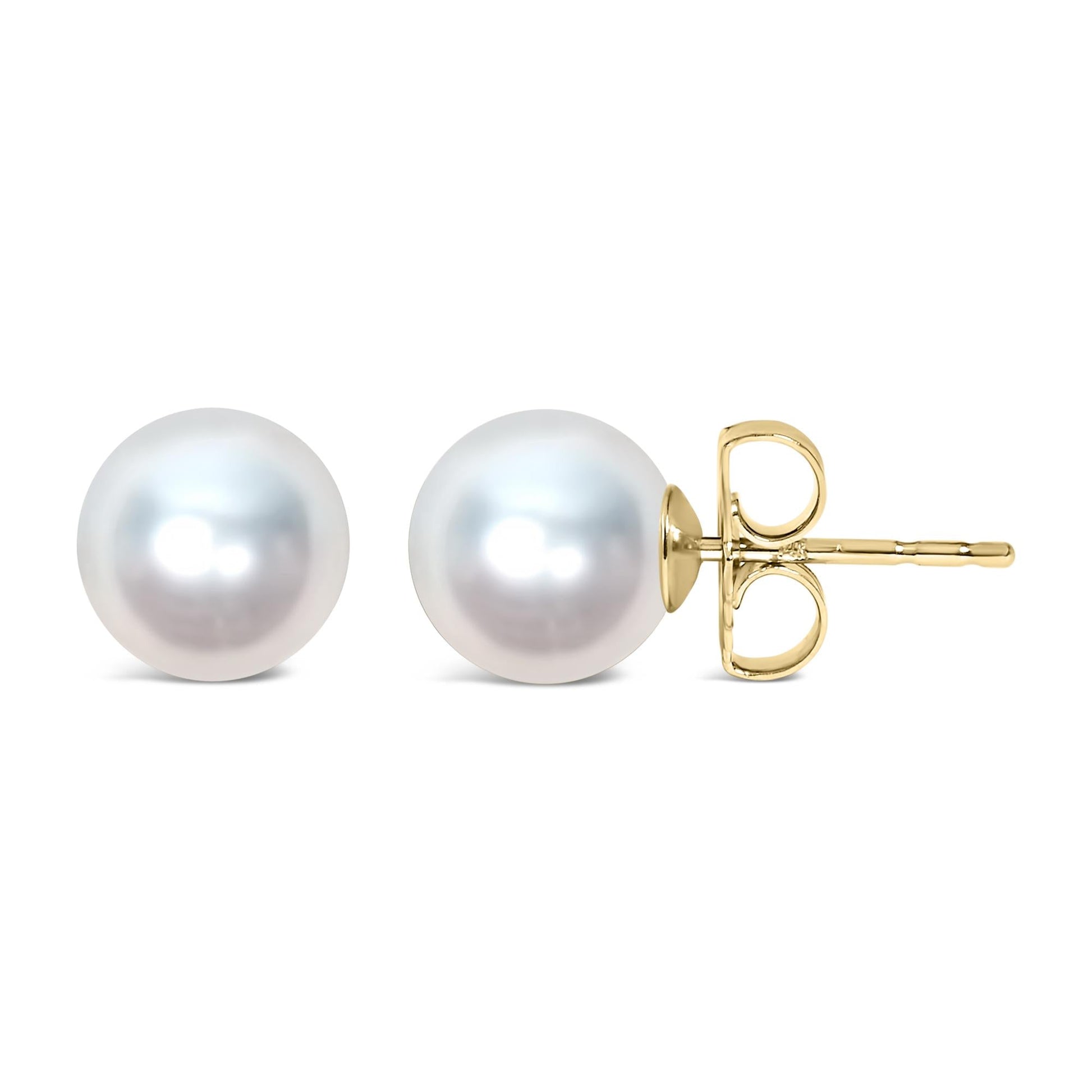 14K Gold Cultured Freshwater Pearl Solitaire Stud Earrings-0