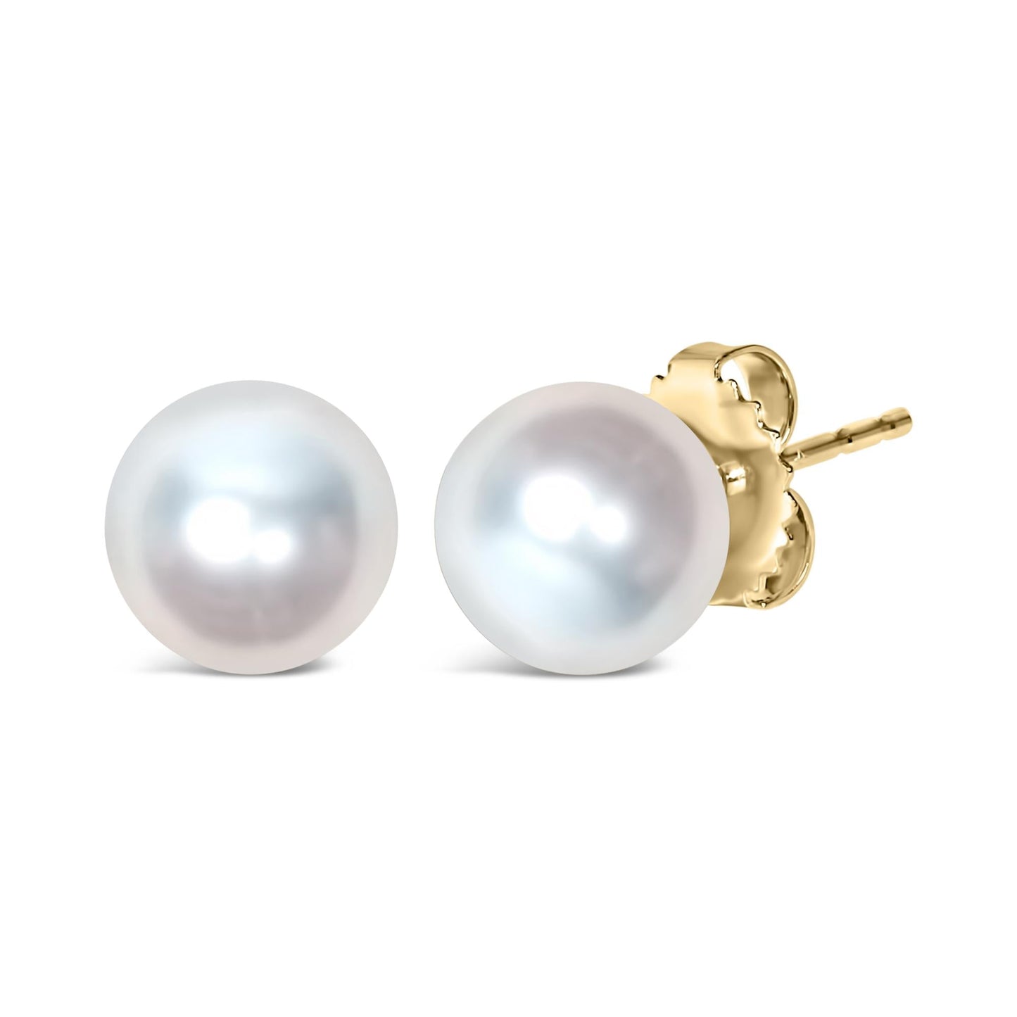 14K Gold Cultured Freshwater Pearl Solitaire Stud Earrings-2