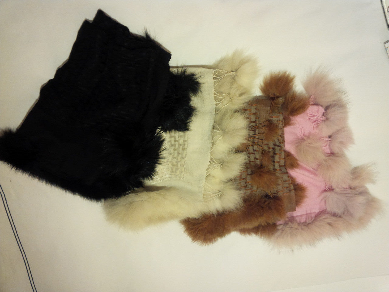 Pashmina from Oman: Furry Collar & Pom Pom Trim- Black-6