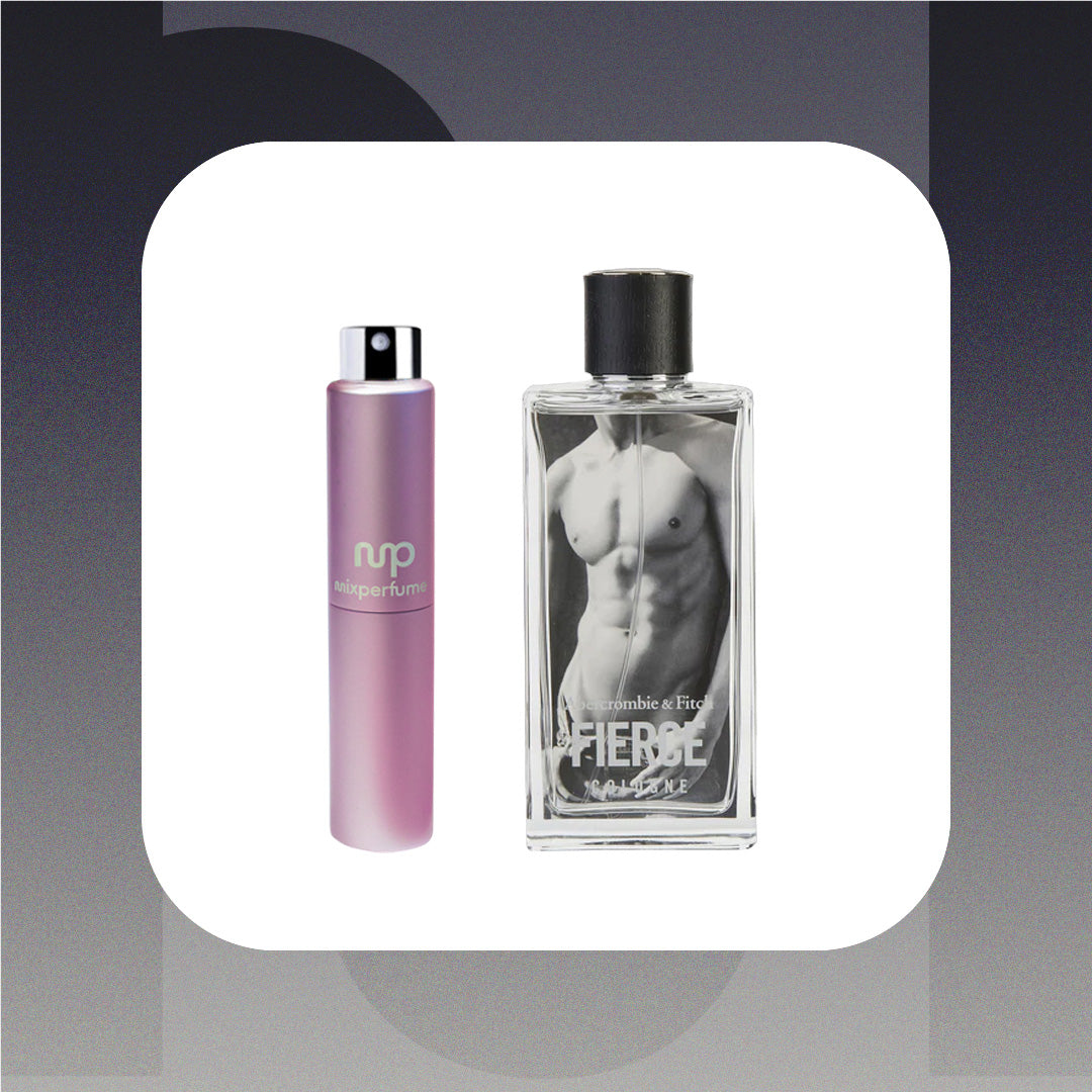 Two perfume bottles on a gradient gray background