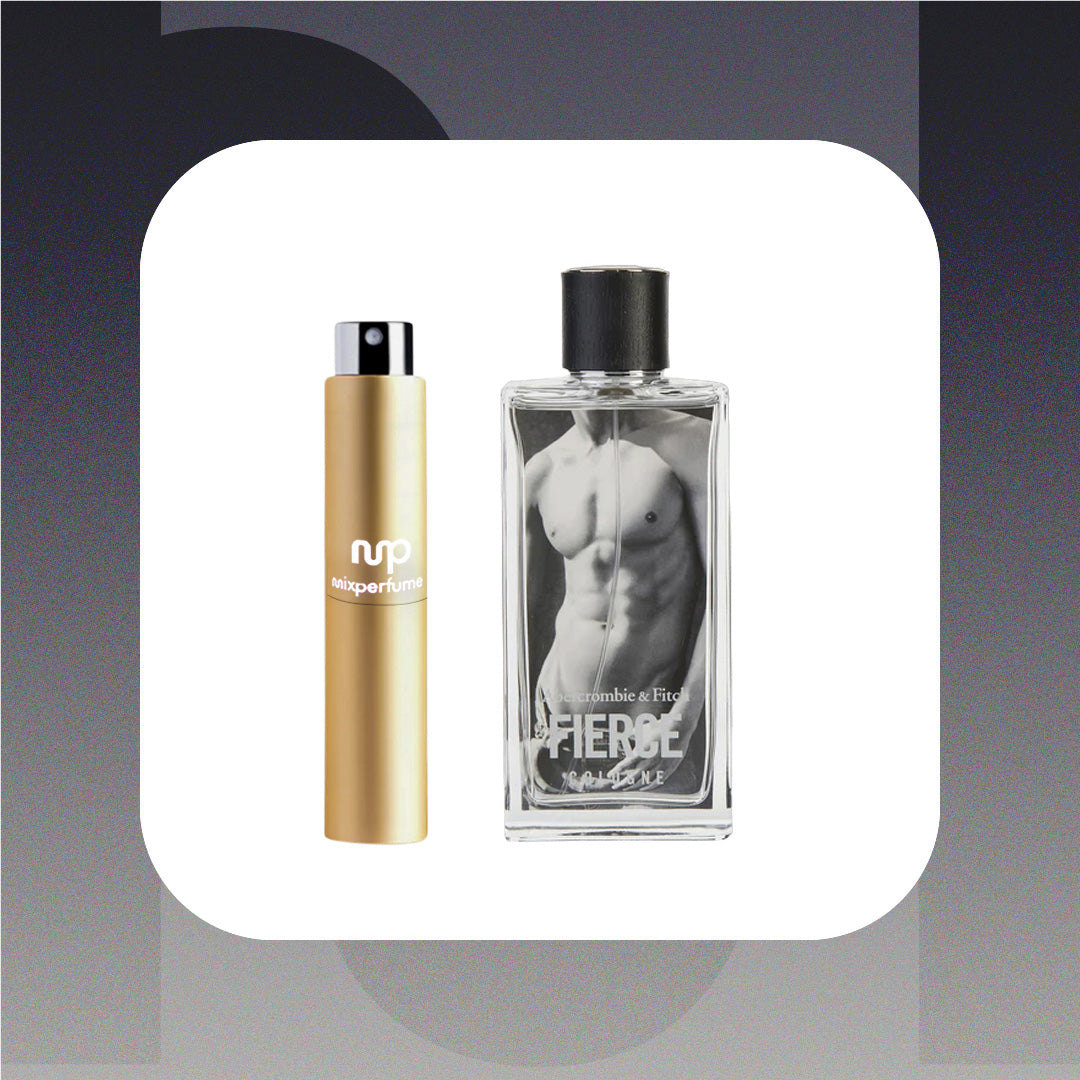 Two perfume bottles on a gradient gray background