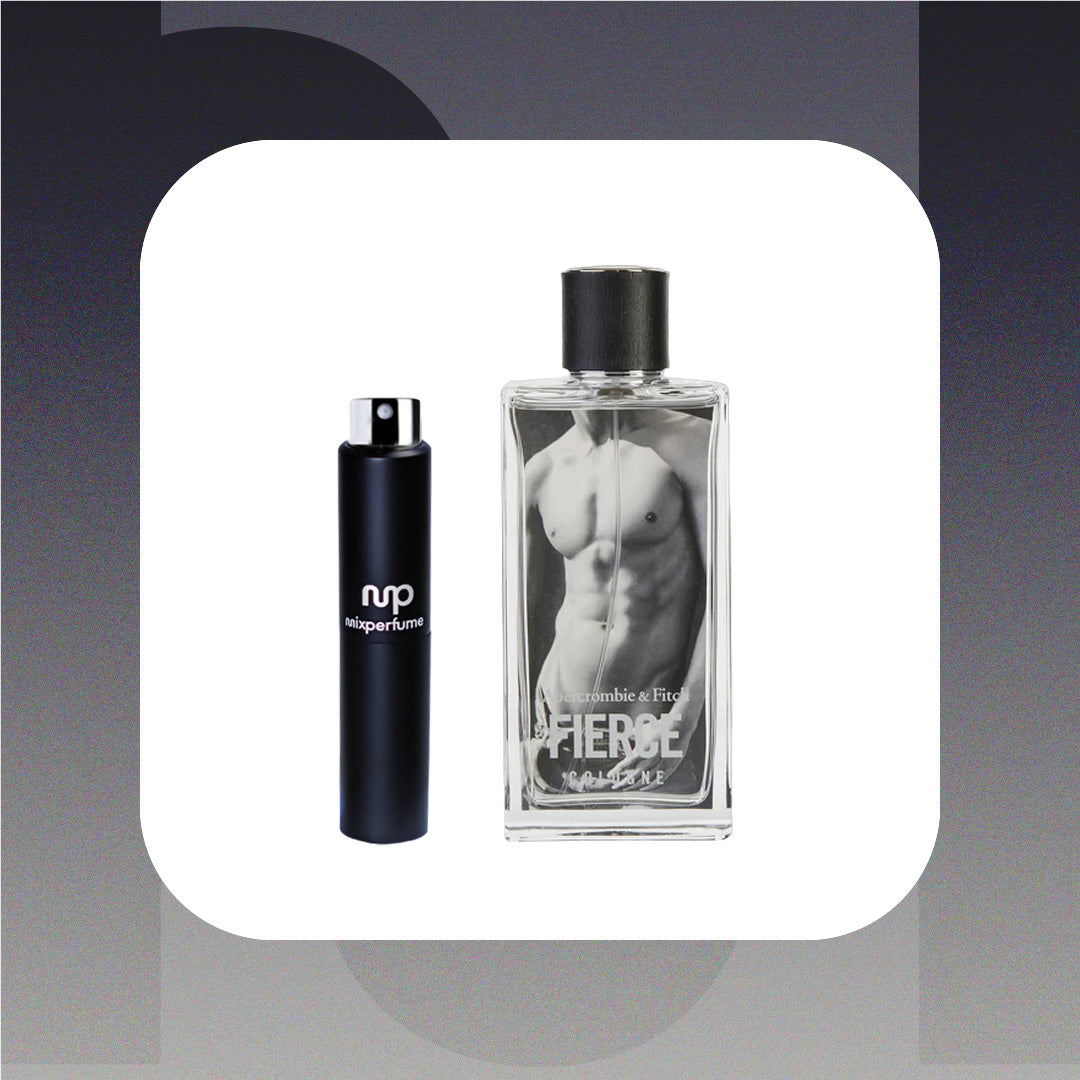 Two perfume bottles on a gradient gray background