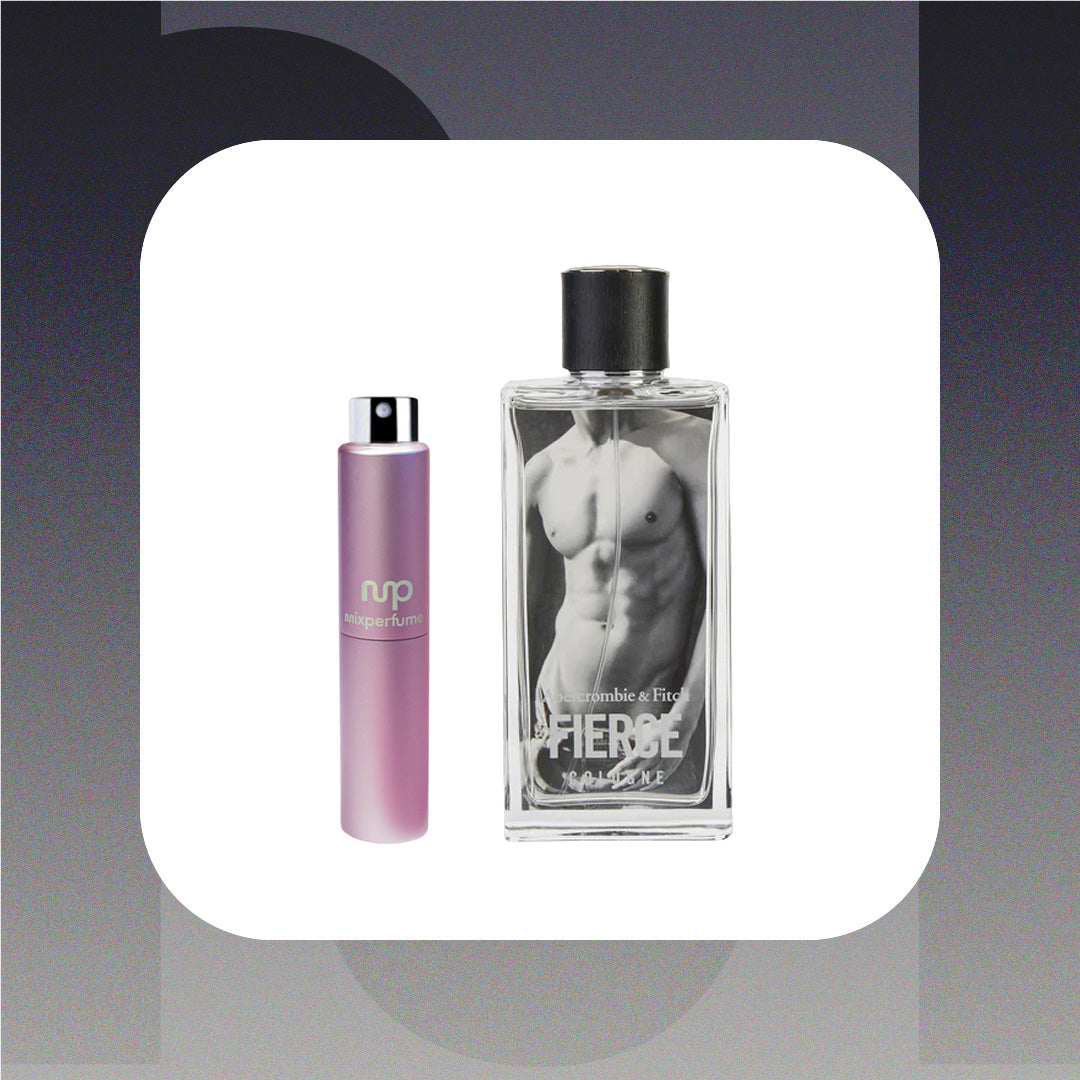 Two perfume bottles on a gradient gray background