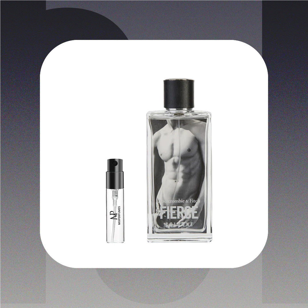 Perfume bottle with a smaller sample bottle on a gradient background
