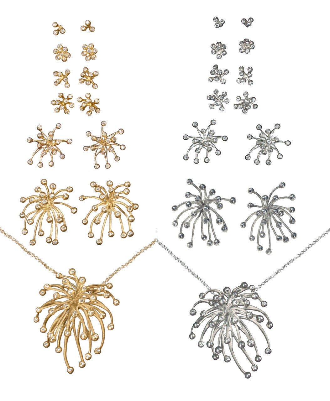 Superstar Necklace. Fireworks Pendant-Diamonds in 18K Gold: Life is a Celebration!-14