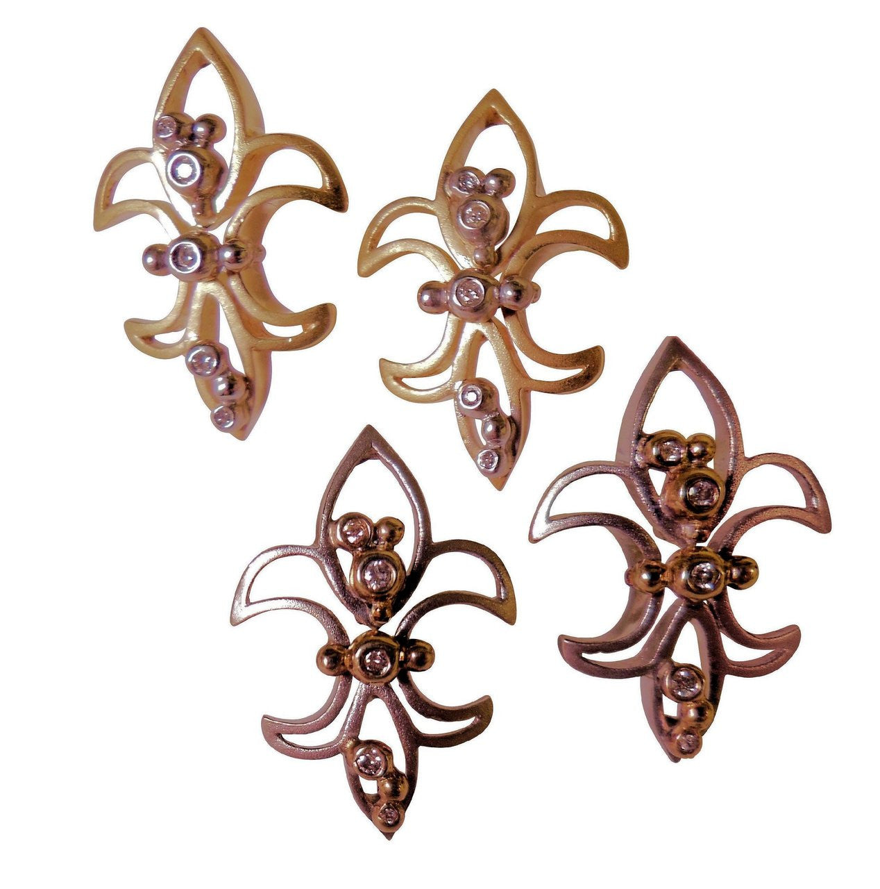 Fleur De Lis Earrings-14K Gold with Diamonds-20