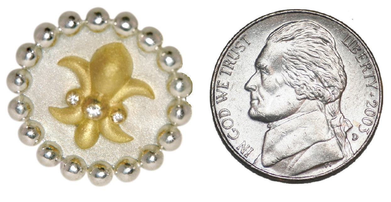Fleur De Lis Pendant Necklace or Pearl Enhancer-Silver-18K Gold-Half Filled with Diamonds.-14