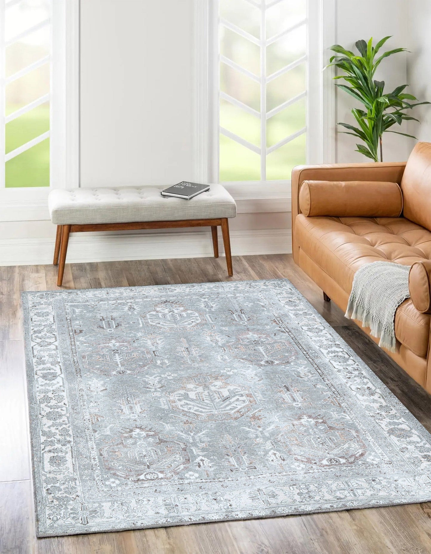 Florence Machine Washable in Grey Rug-1