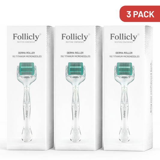 Follicly™ Derma Roller 3-Pack – 192 Authentic Titanium Microneedles (Value Bundle)-0