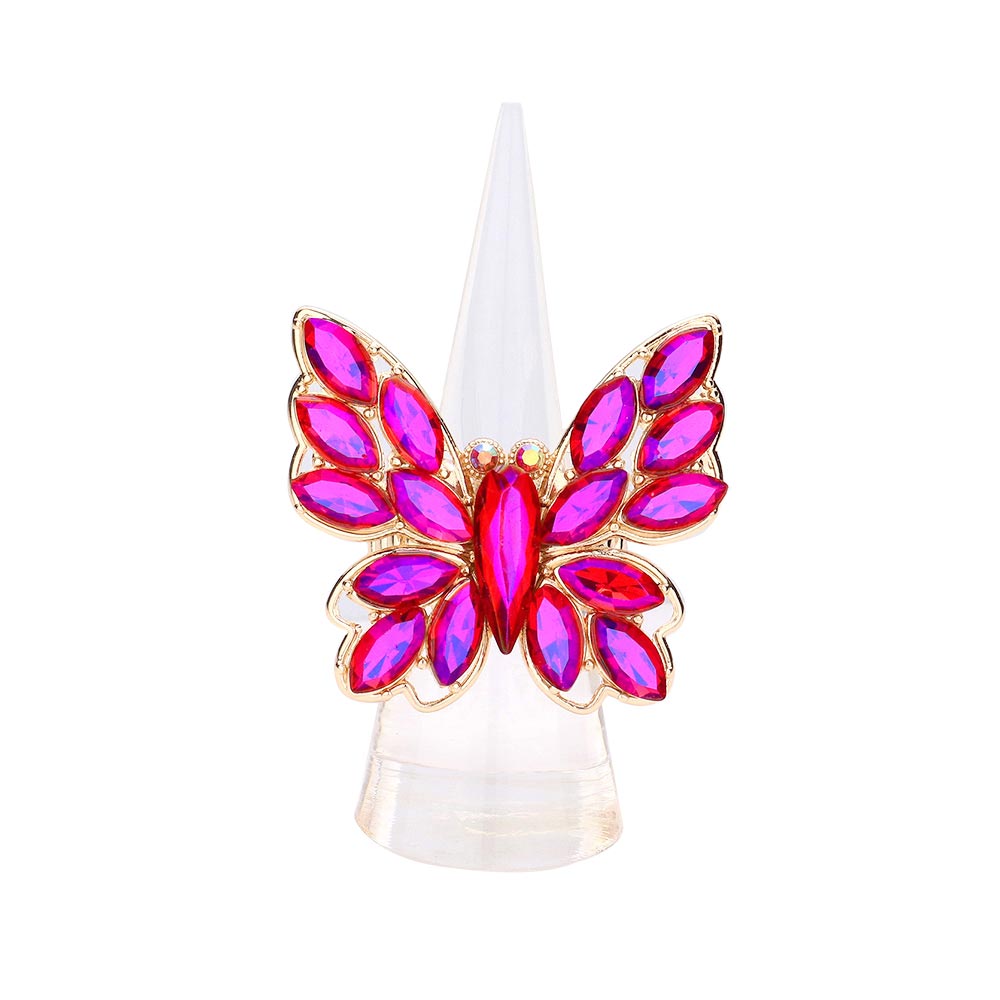 Marquise Stone Cluster Butterfly Stretch Ring