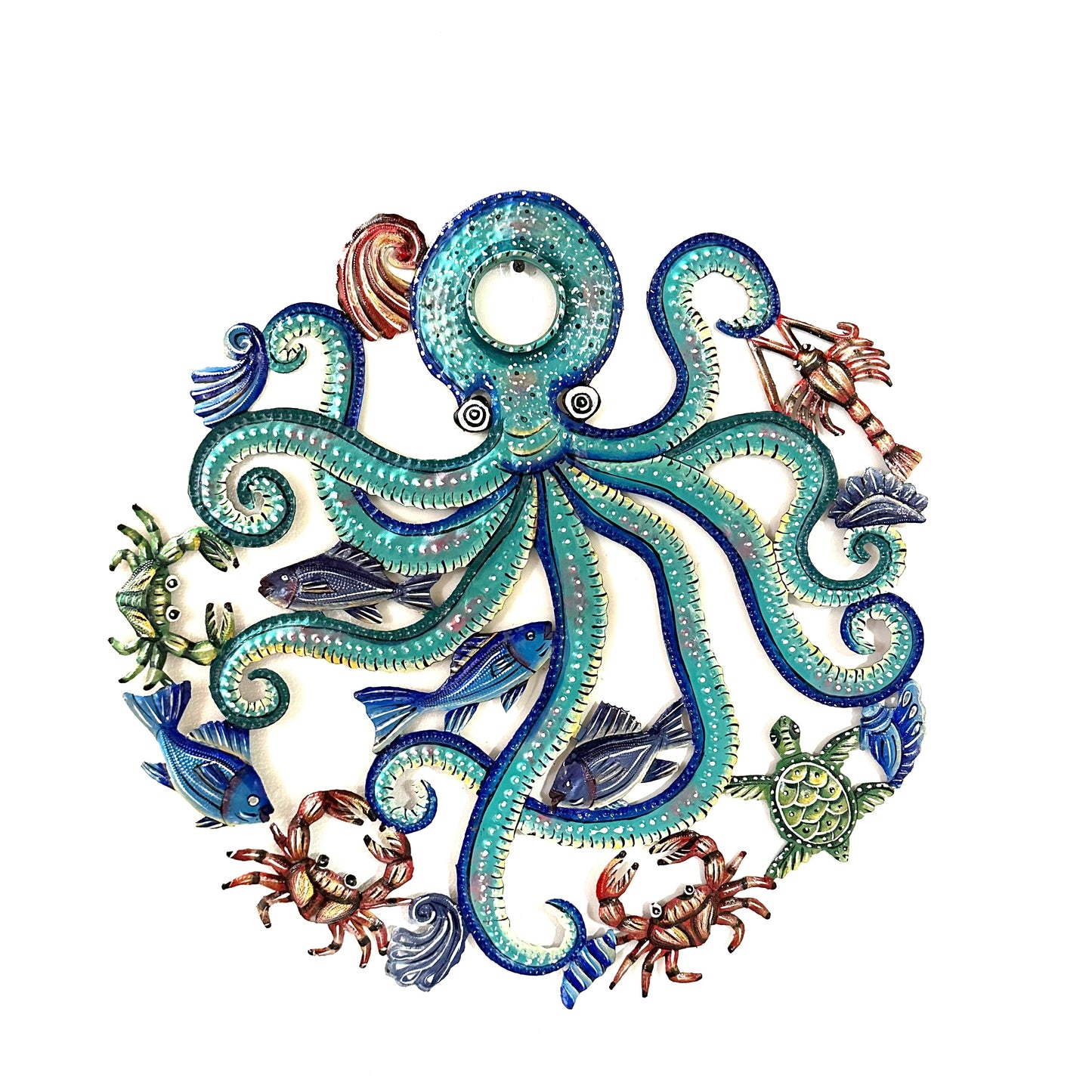 Oil Drum Top Octopus- Turquoise Blue
