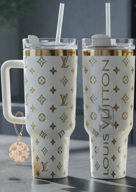 Creme and Gold Laser Engraved Tumbler Set - Luxe Bundle