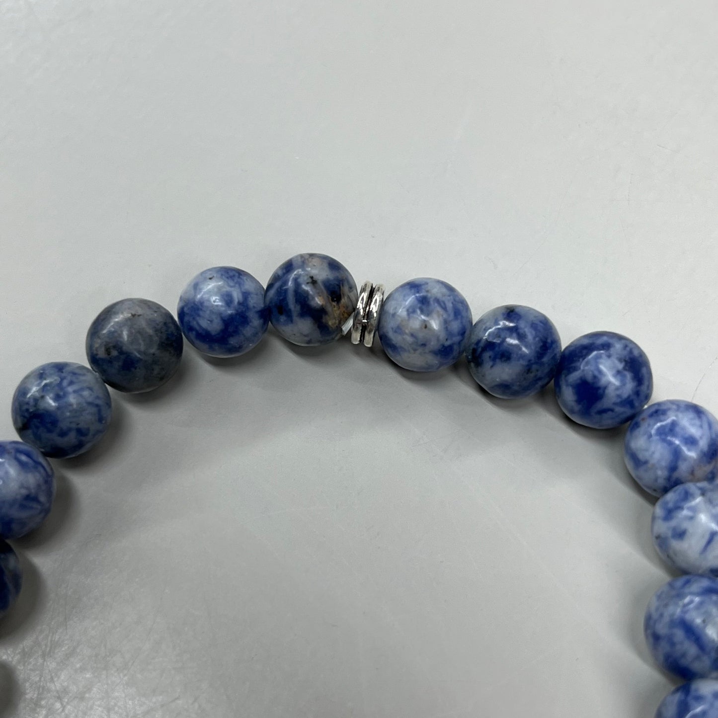 BEST WHOLESALE 12-PACK! Blue Marbled Beaded Crystal Bracelets 3" Silver Tree New