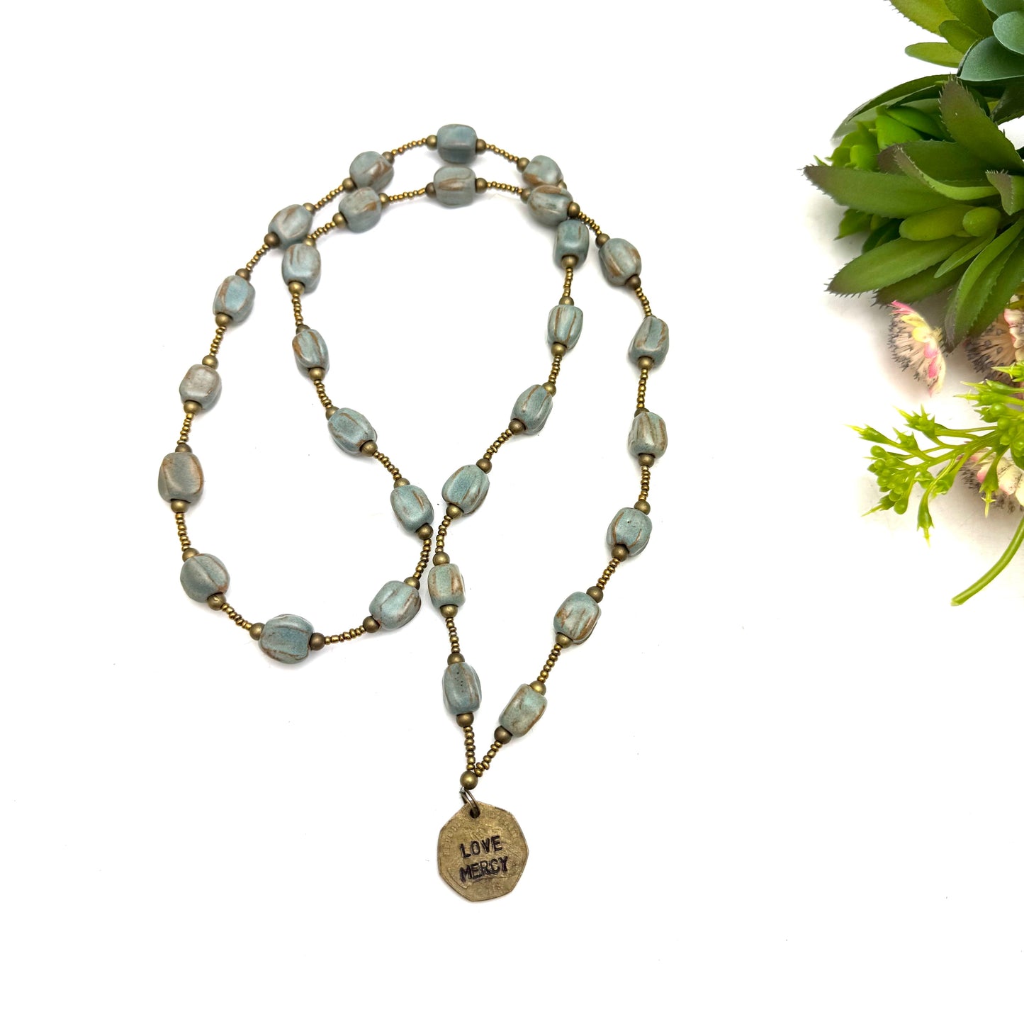 Love MercyCoin Necklace- Robin’s Egg Blue