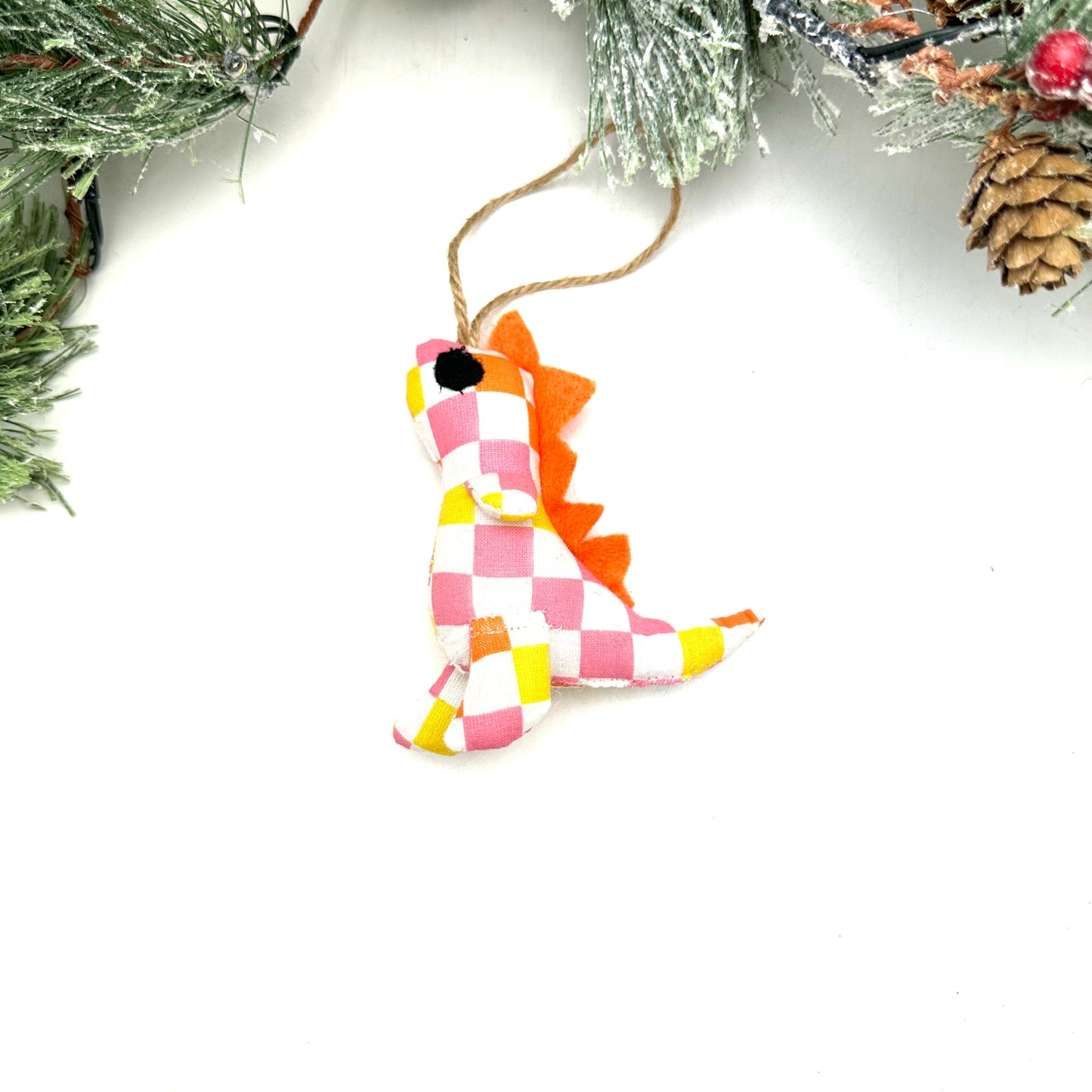 Stuffed Dinosaur Ornament- Checkerboard