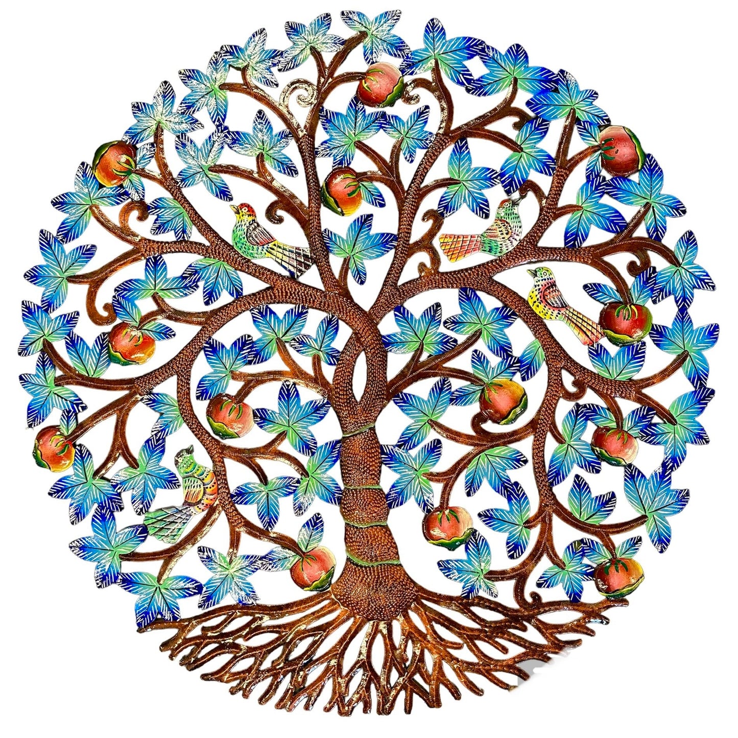 Jumbo Blue Tree Of Life - Birds And Flowers
