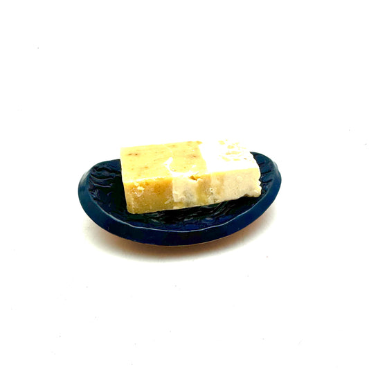 Oval Navy Lace Print Soap Dish
