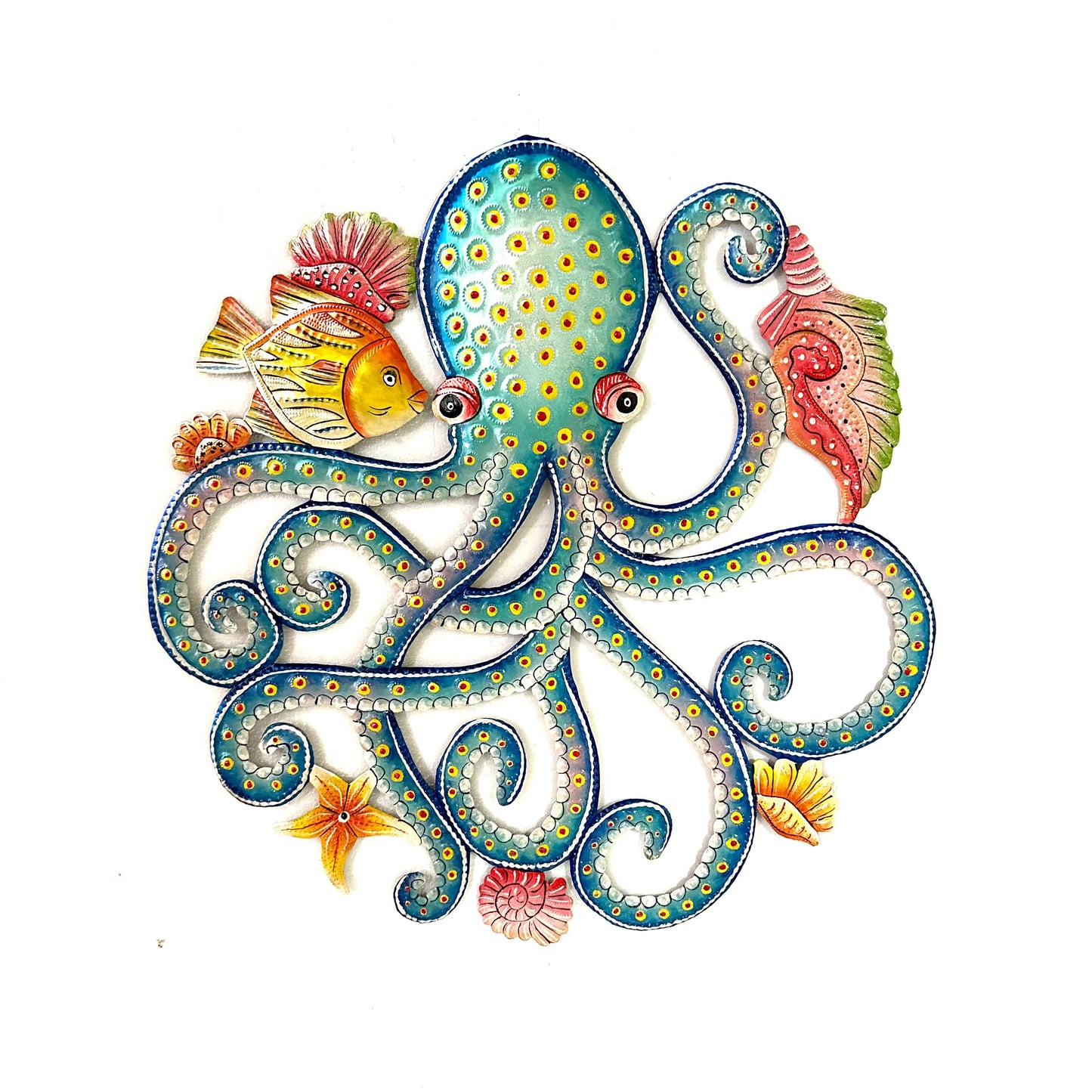 Turquoise Octopus With Fish