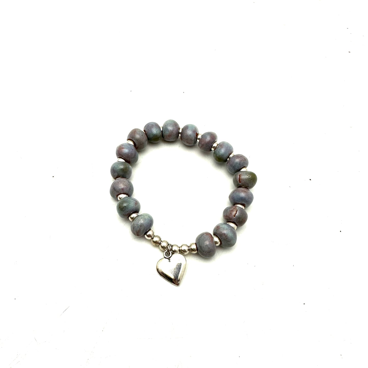 Heart Charm Bracelet- Periwinkle Grey
