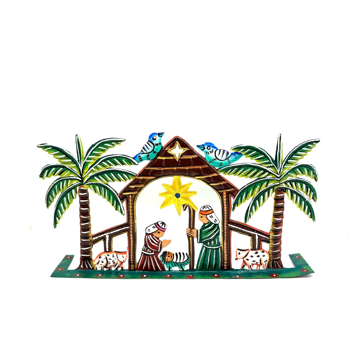 Painted Standing Nativity with Palms