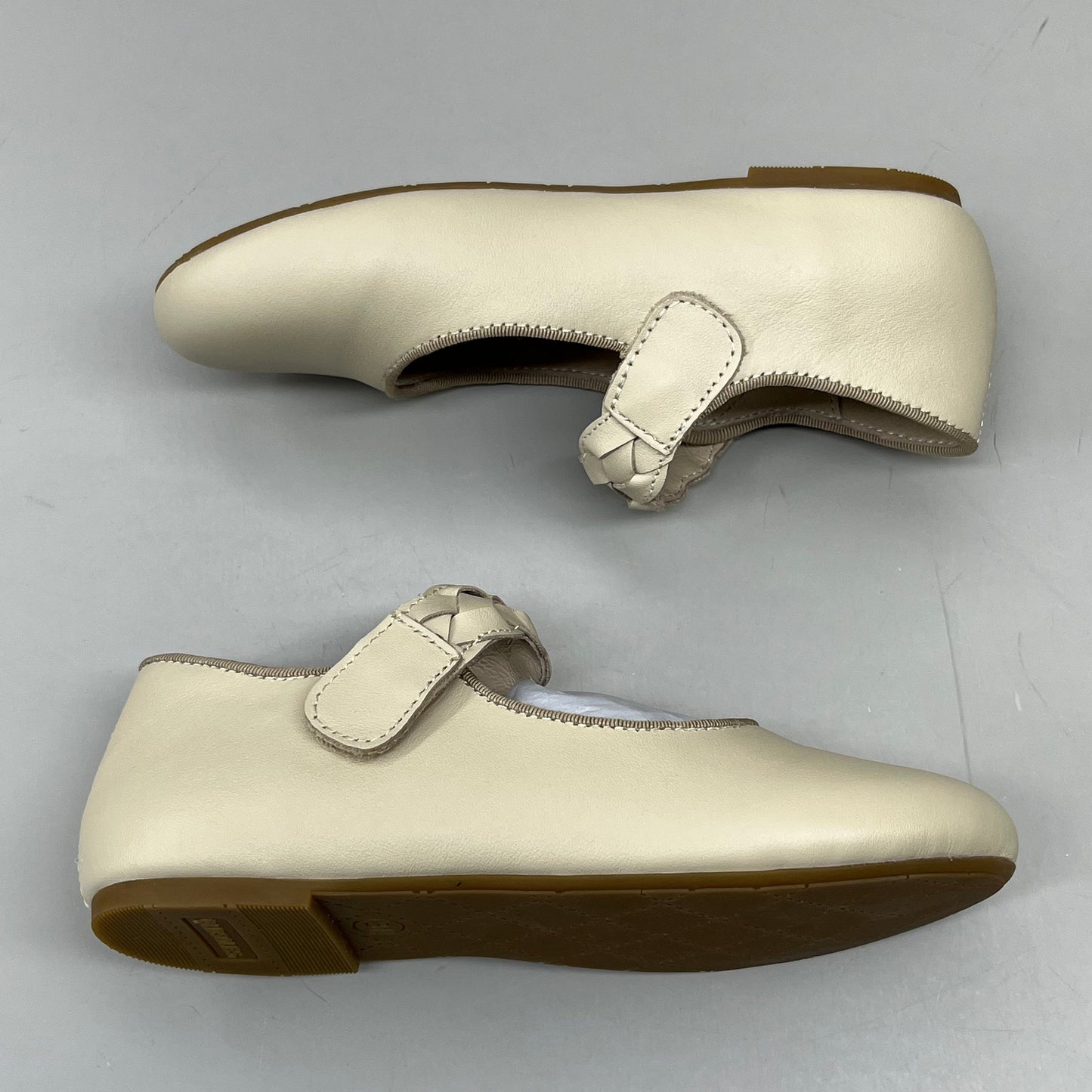 OLD SOLES Lady Plat Braided Strap Leather Shoe Kid’s Sz 27 US 10 Cream #817