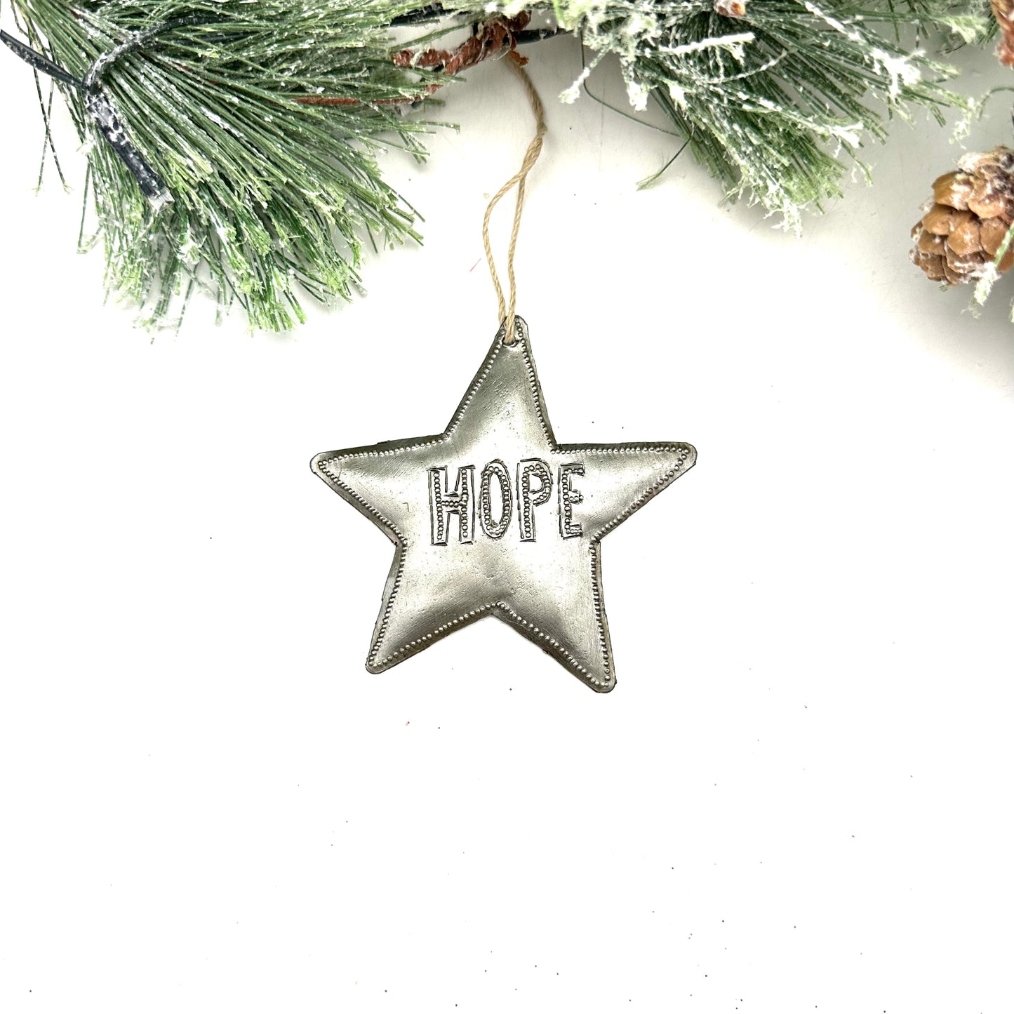 Rustic Natural Hope Star Ornament
