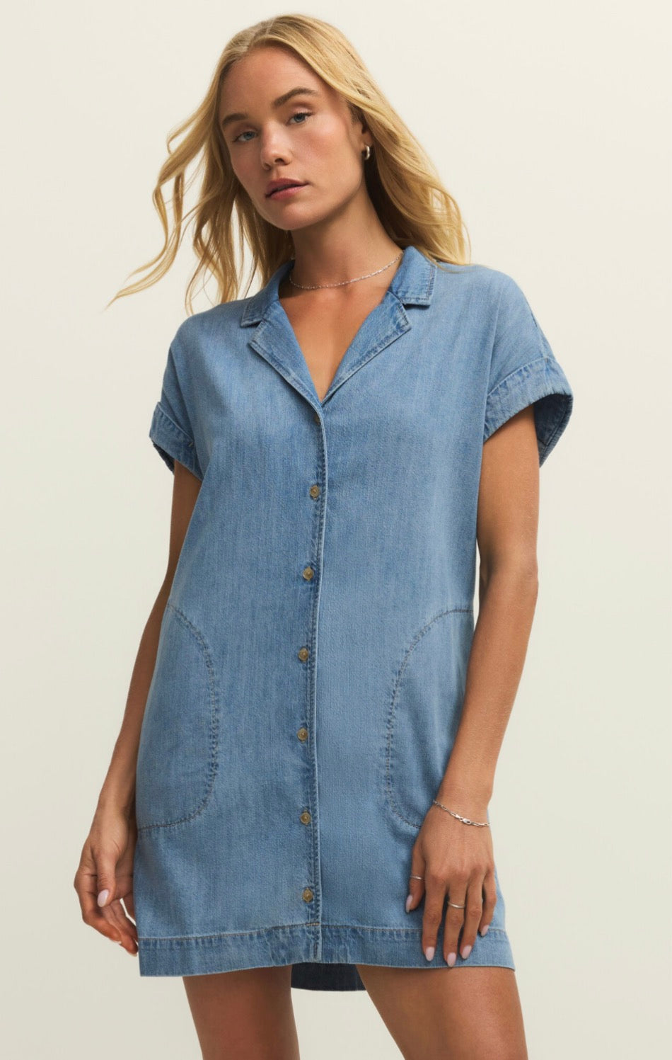 Z Supply - Napa Denim Mini Dress, Shoreline