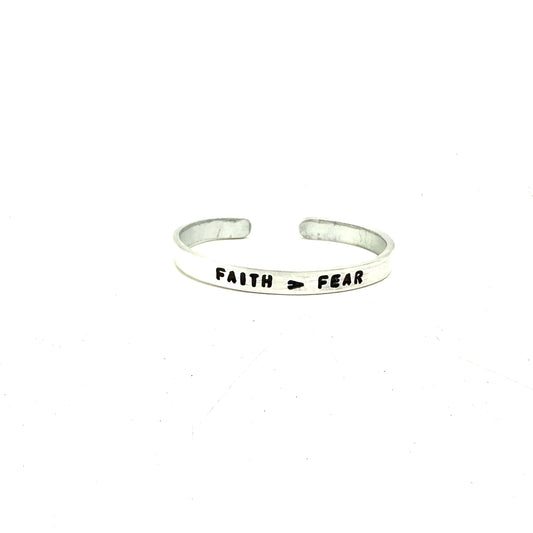 Inspirational Aluminum Cuff- Faith > Fear