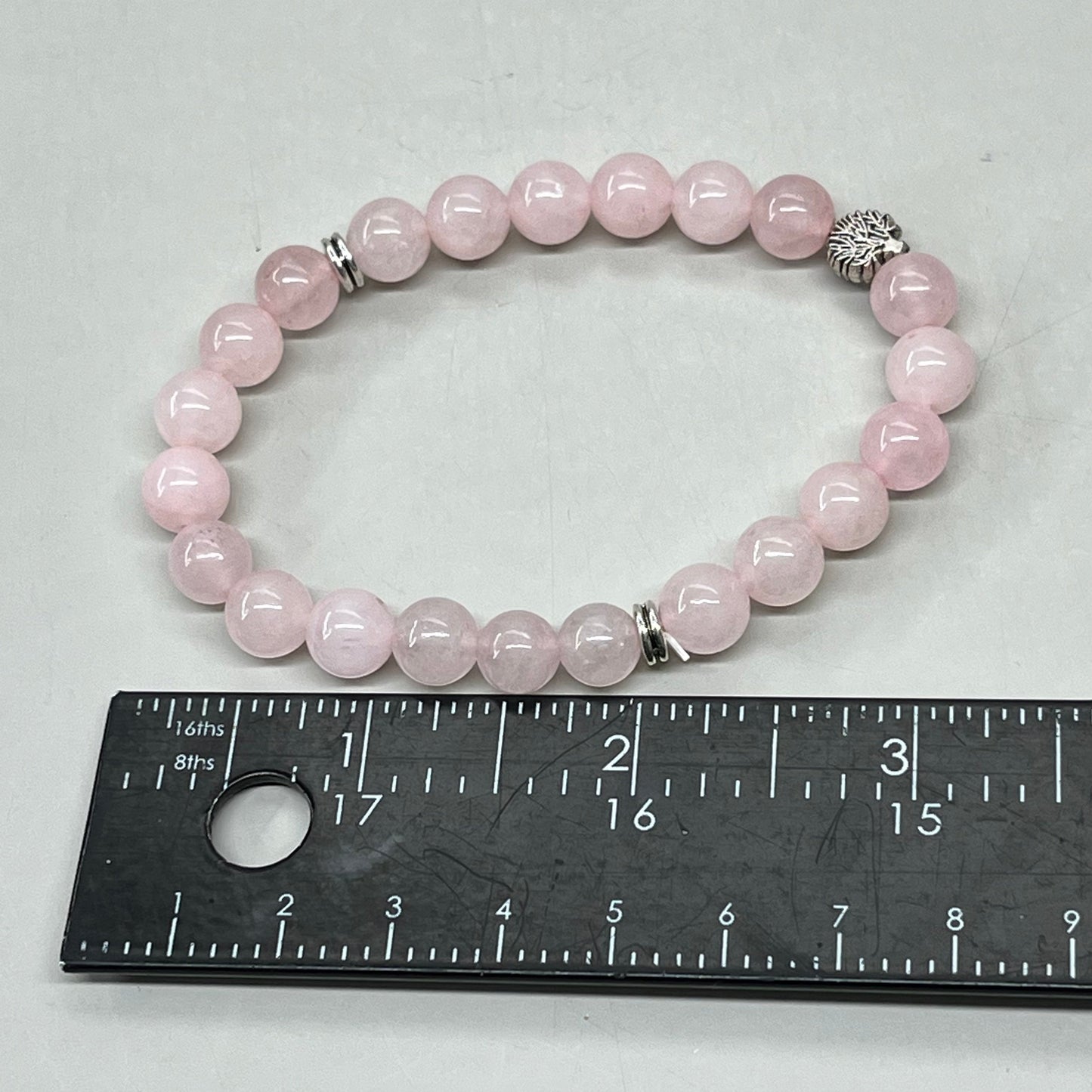 BEST WHOLESALE (12 PACK) Beaded Rose Quartz Crystal Bracelets 3" Silver Tree New