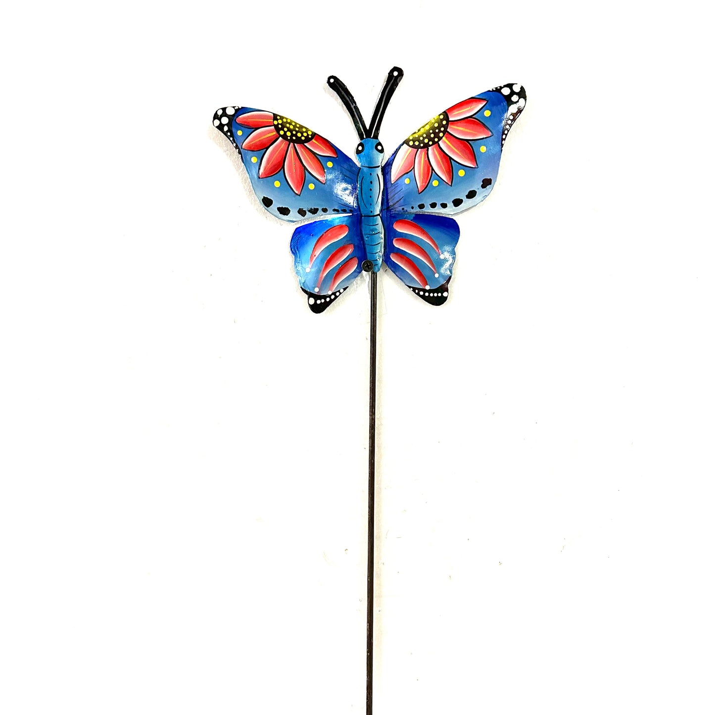 Blue Floral Butterfly Garden Stake