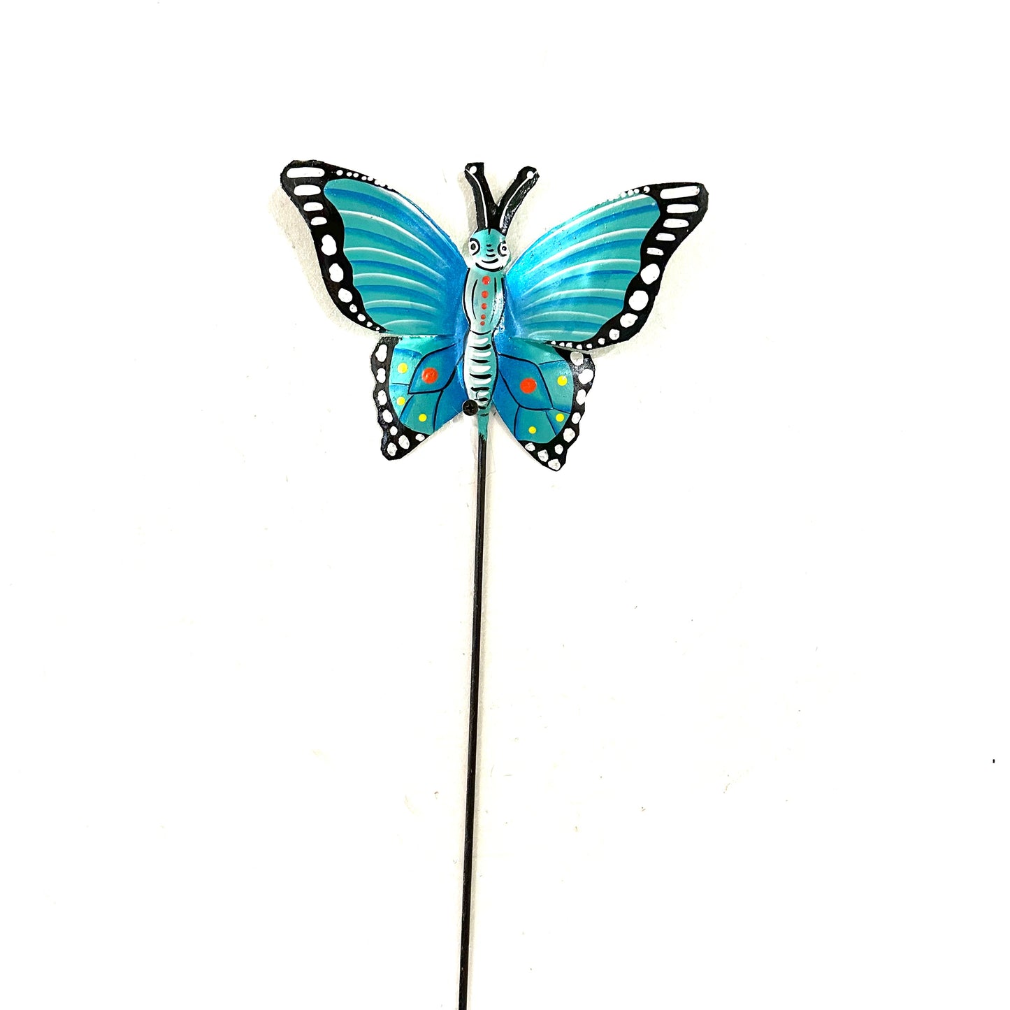 Happy Turquoise Butterfly Garden Stake