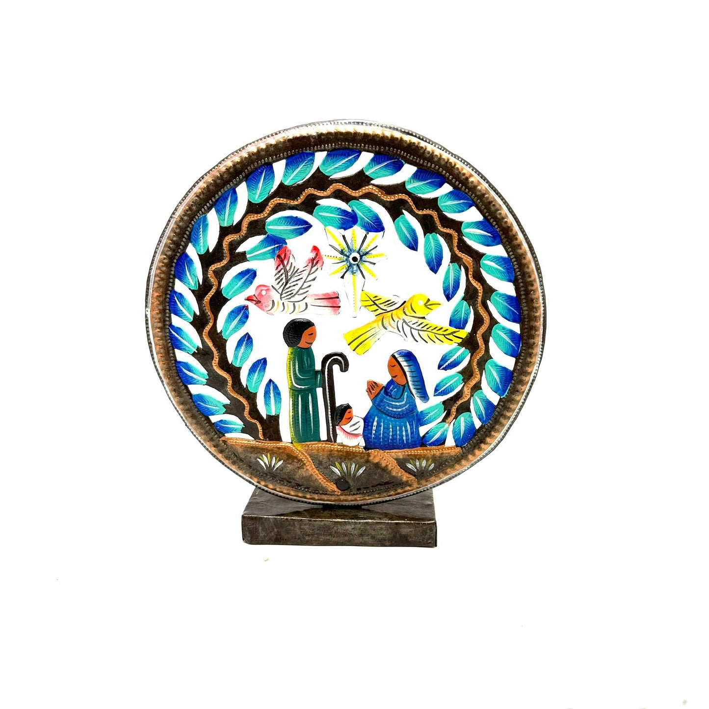 Round Painted Standing Nativity