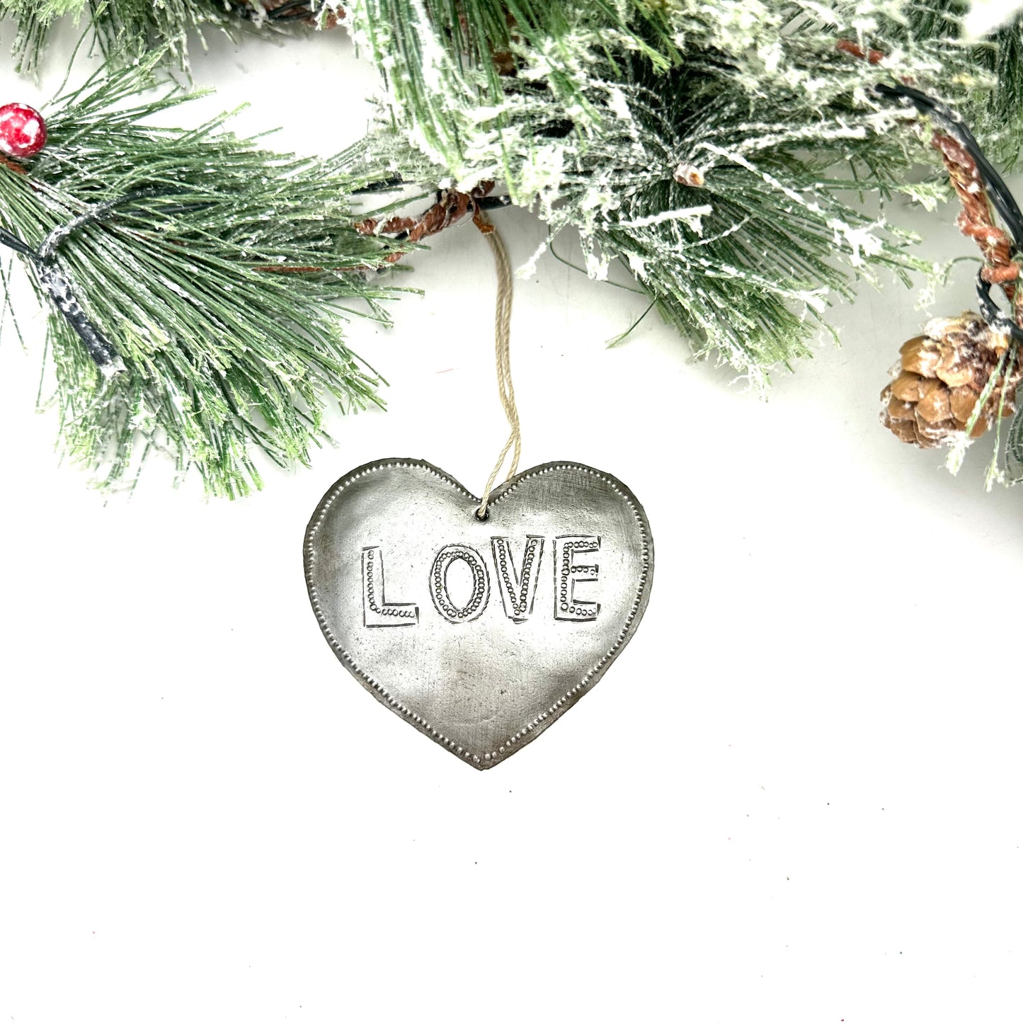 Rustic Natural Love Heart Ornament