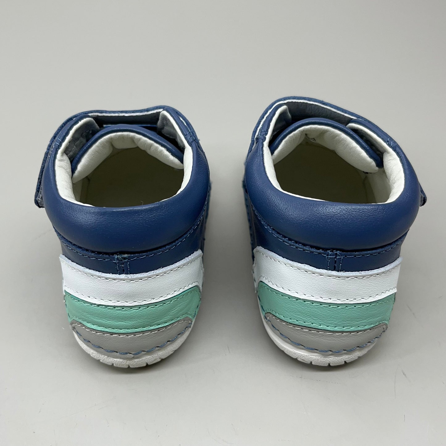 OLD SOLES Baby Rainbow Champster Leather Shoe Sz 19 US 3 Petrol/Snow/Jade/Gris #4091