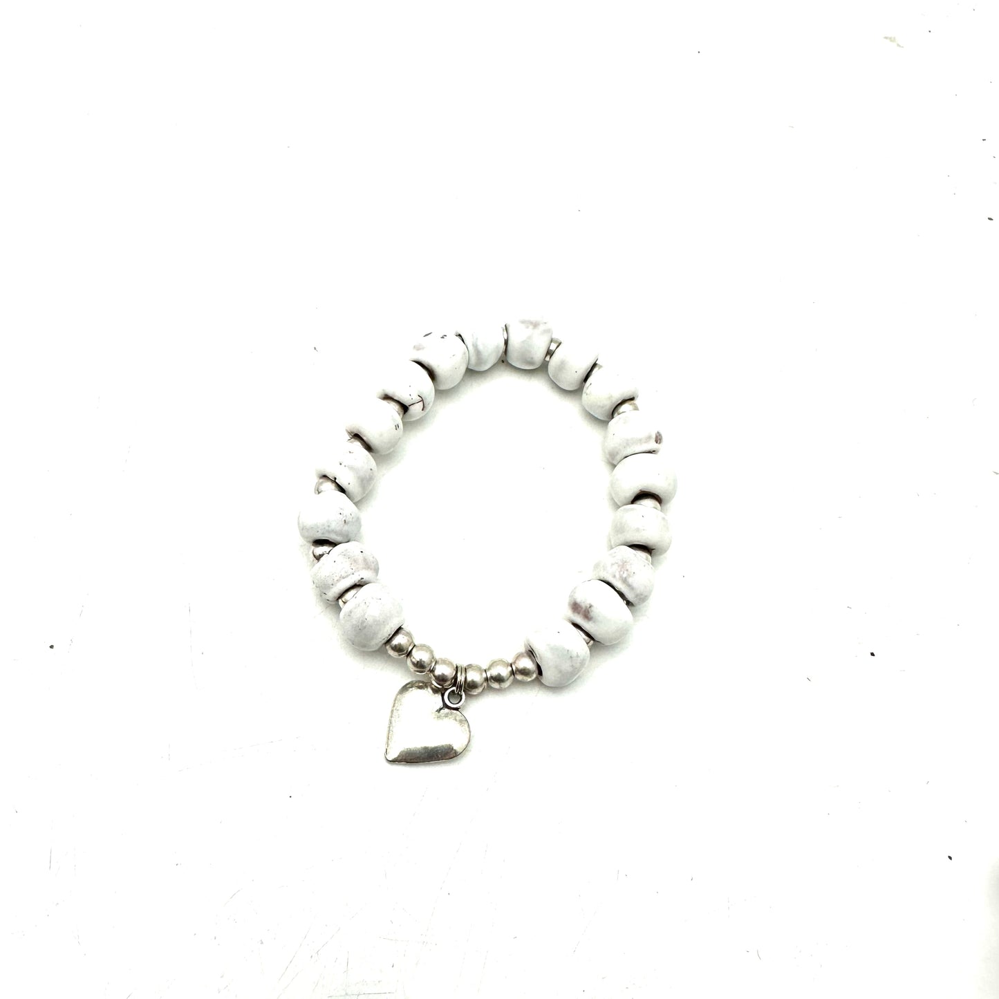 Heart Charm Bracelet- Bright White