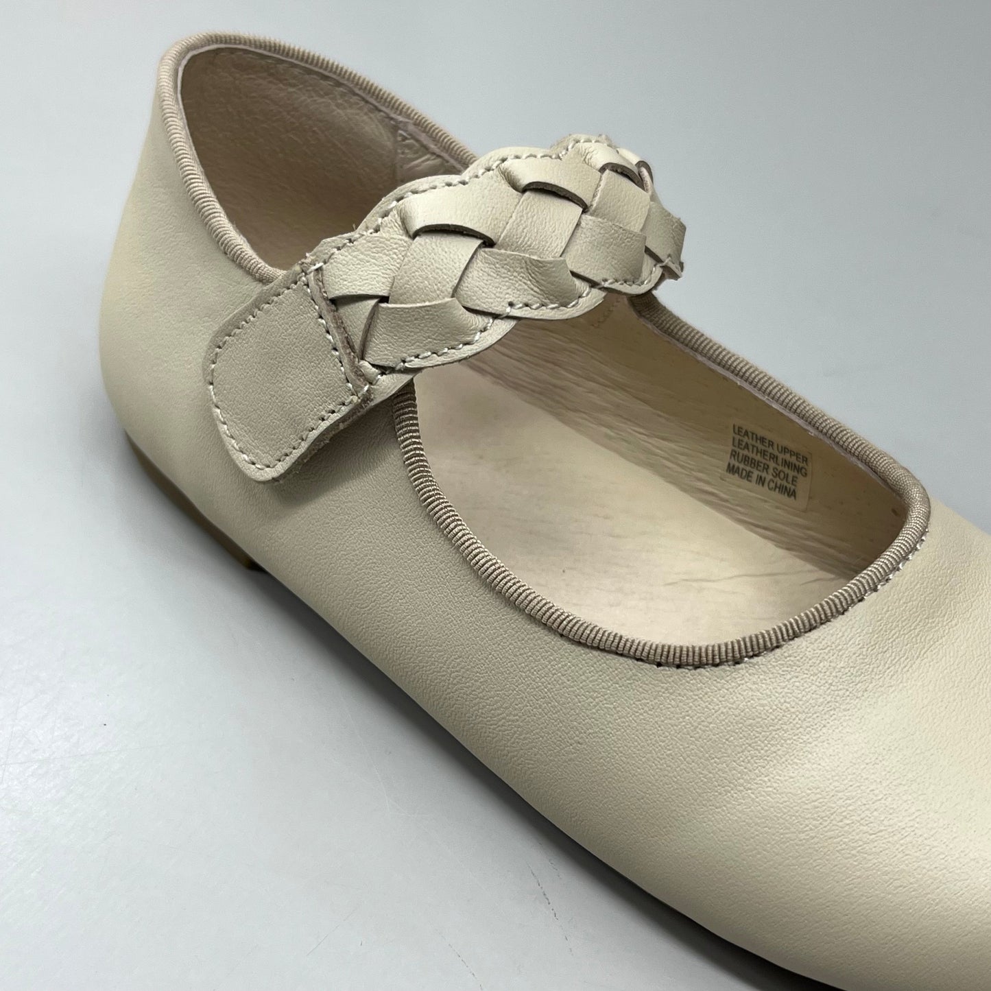 OLD SOLES Lady Plat Braided Strap Leather Shoe Kid’s Sz 26 US 9.5 Cream #817