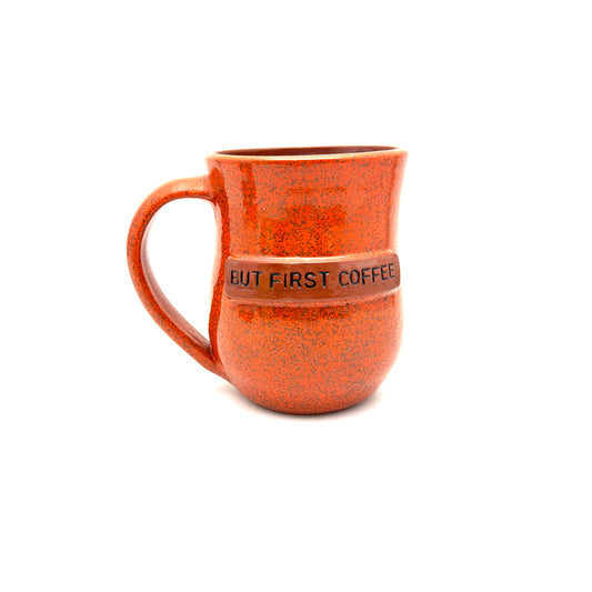 But First Coffee Mug- Glitter Orange