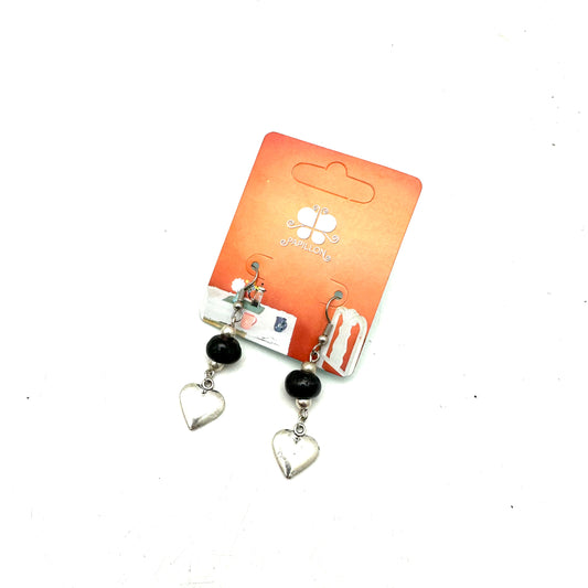Heart Charm Earring- Black