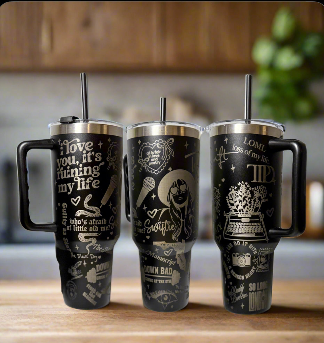 Poets Collage 40oz Engraved Stainless Steel Tumbler