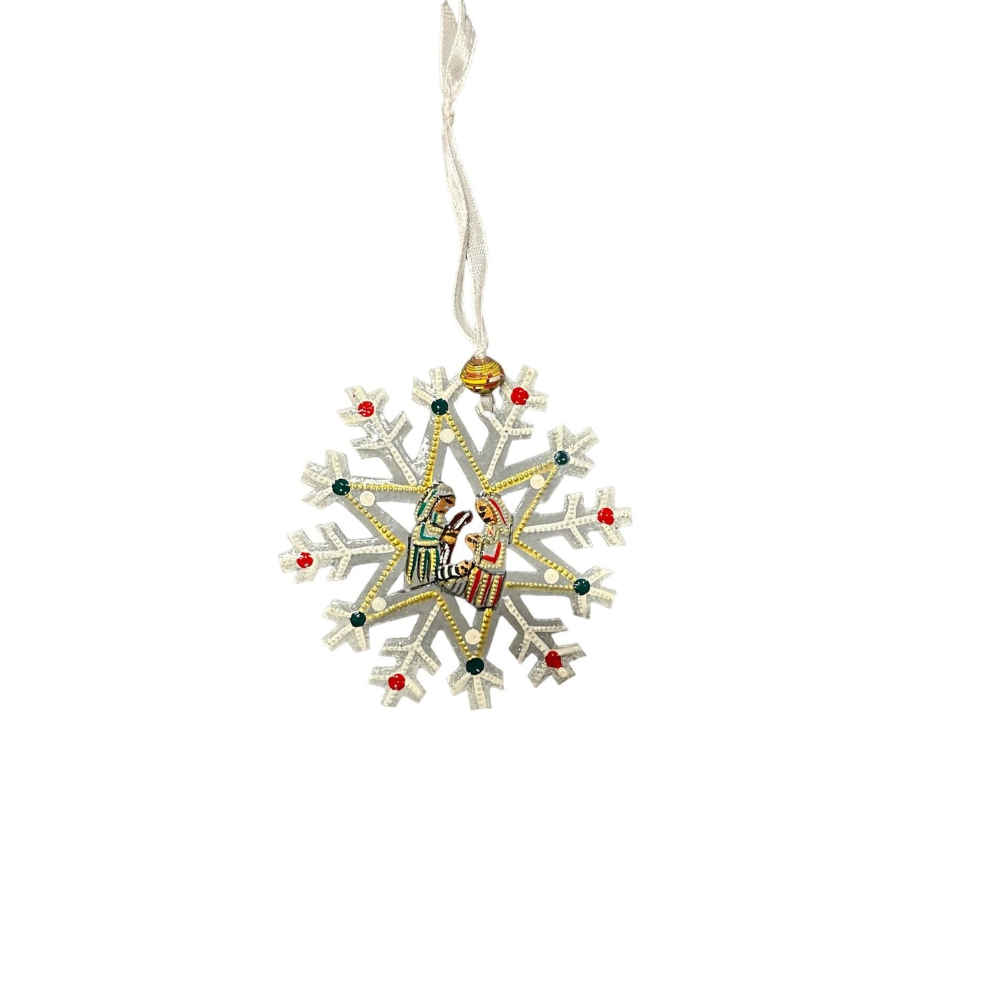Snowflake Nativity Ornament- White