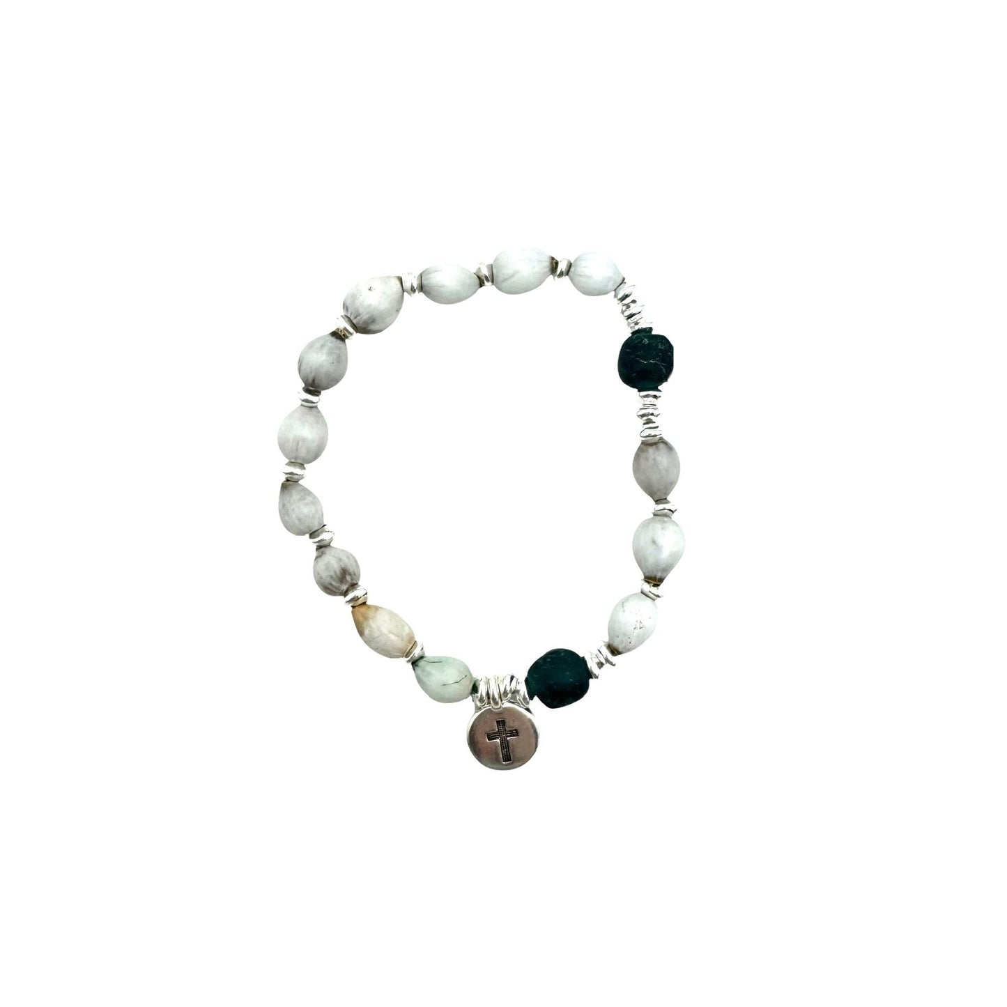Prayer Bracelet- Teal Glass