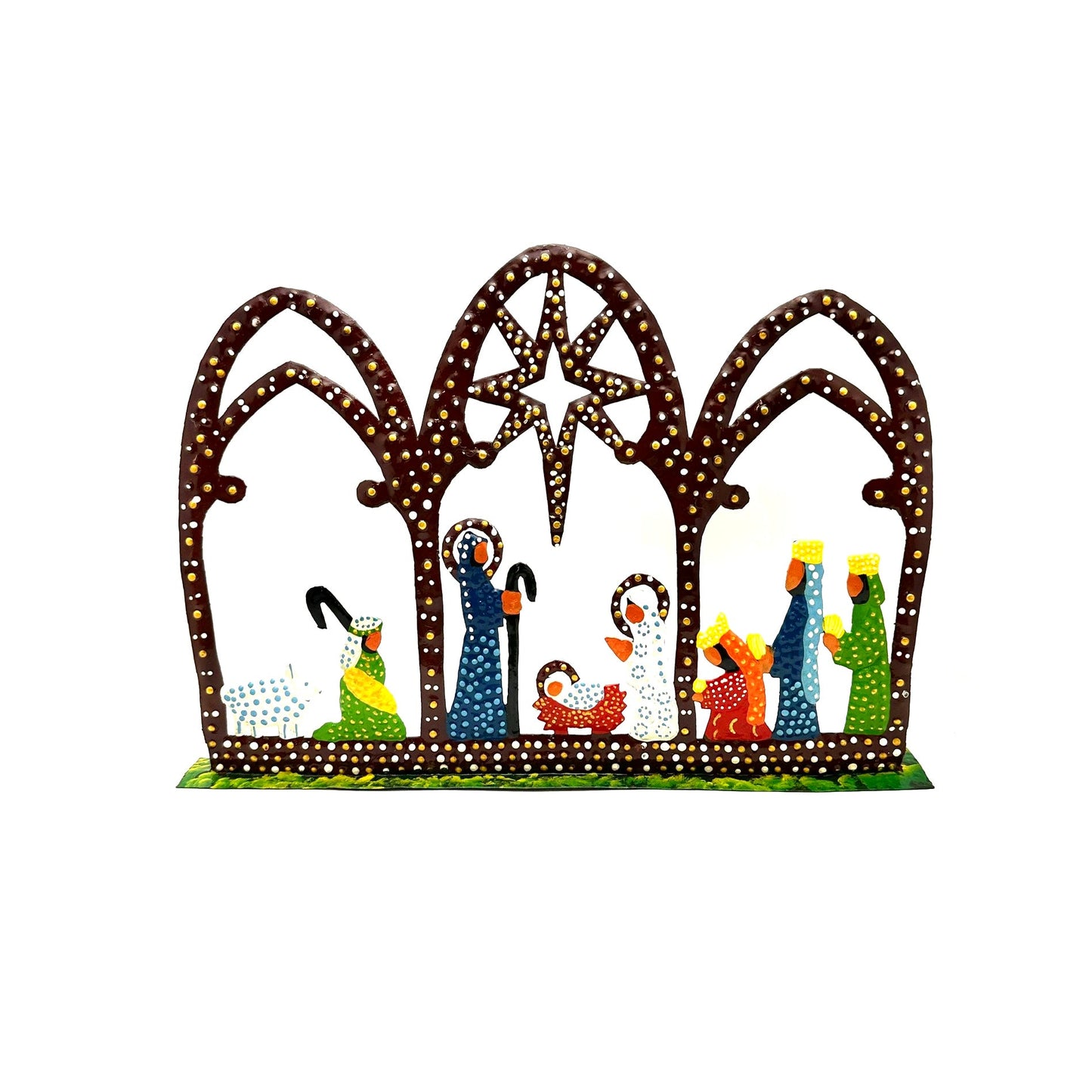Brown Painted Standing Nativity