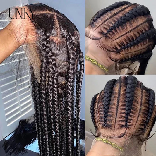 Collage of braided hair extensions with close-up views.