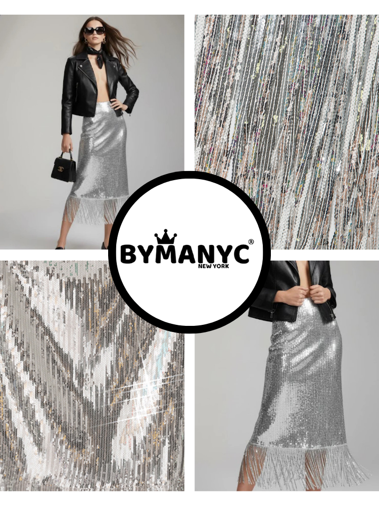 GALA GLAMOUR Fringed Midi Skirt ECO FASHION BYMANYC ® New York-2